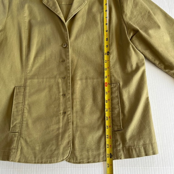 Eileen Fisher Olive Green Jacket Organic Cotton Collared Button Up Canvas Size L - Picture 7 of 10